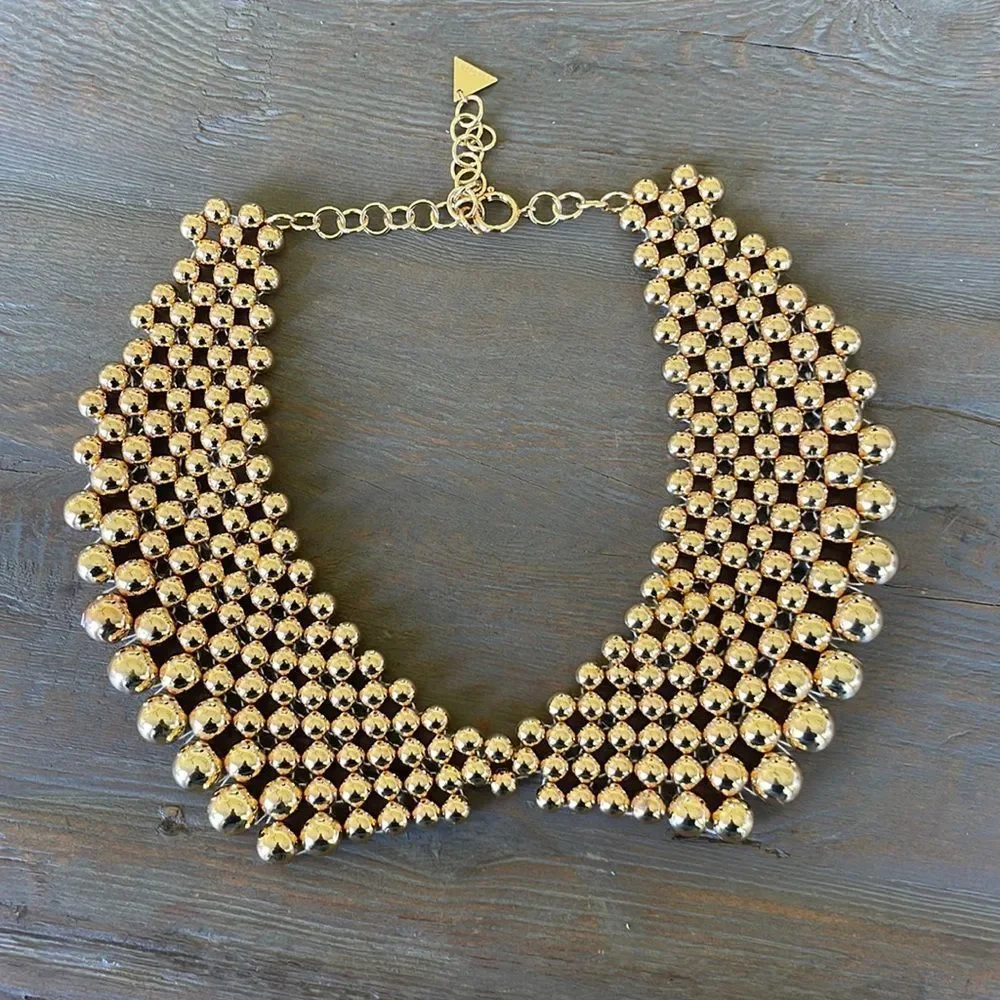 Anthropologie Renaissance Gold Bead Meta Collar Necklace NWT